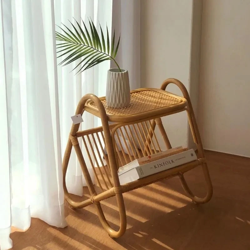 

Rattan Coffee Table Storage Small Coffee Table Homestay Style Mini Table Magazine Rack Living Room Coffee Table