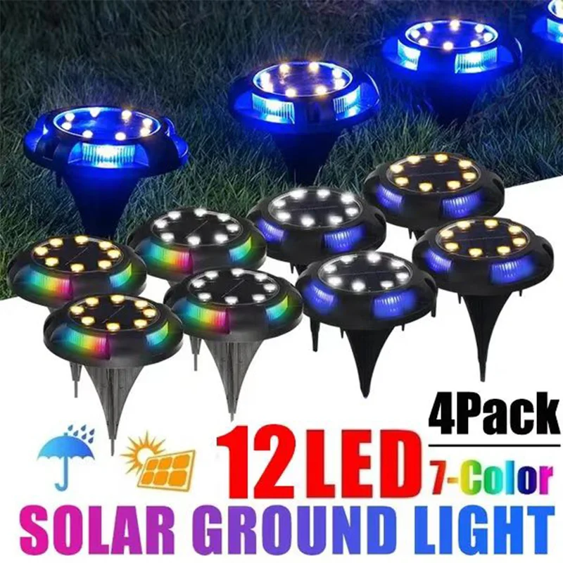 12LED Solar Power Disk Light Outdoor Garden Solar Underground Light Deck Light Spotlight Buried Solar Led Lamp Garden Decor