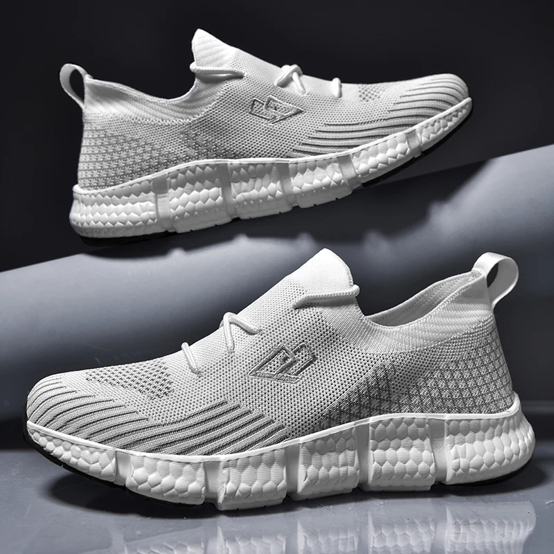 

Couples Ultra-Light Casual Shoes Men Mesh Socks Shoes Women Ins Pure White Sports Sneakers Custom Logo Packing for Drop Shipping