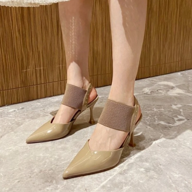 Вечерние сандалии без шнуровки на высоком каблуке однотонная женская обувь для