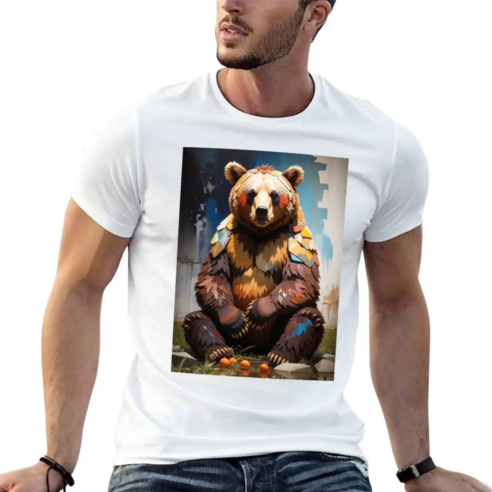 New Bear Grazer T-Shirt vintage t shirt summer clothes cute black shirts mens cotton