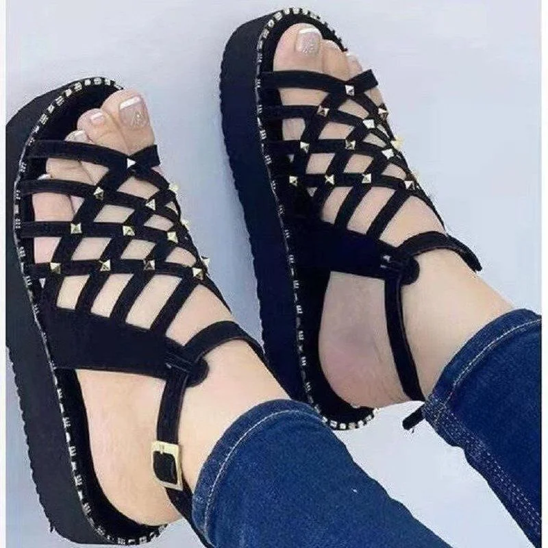 

New Sandals for Women Summer Fashion Rivert Platform Casual Women Sandals Woman Flat Beach Shoes Sandalias De Muje Plus Size 43
