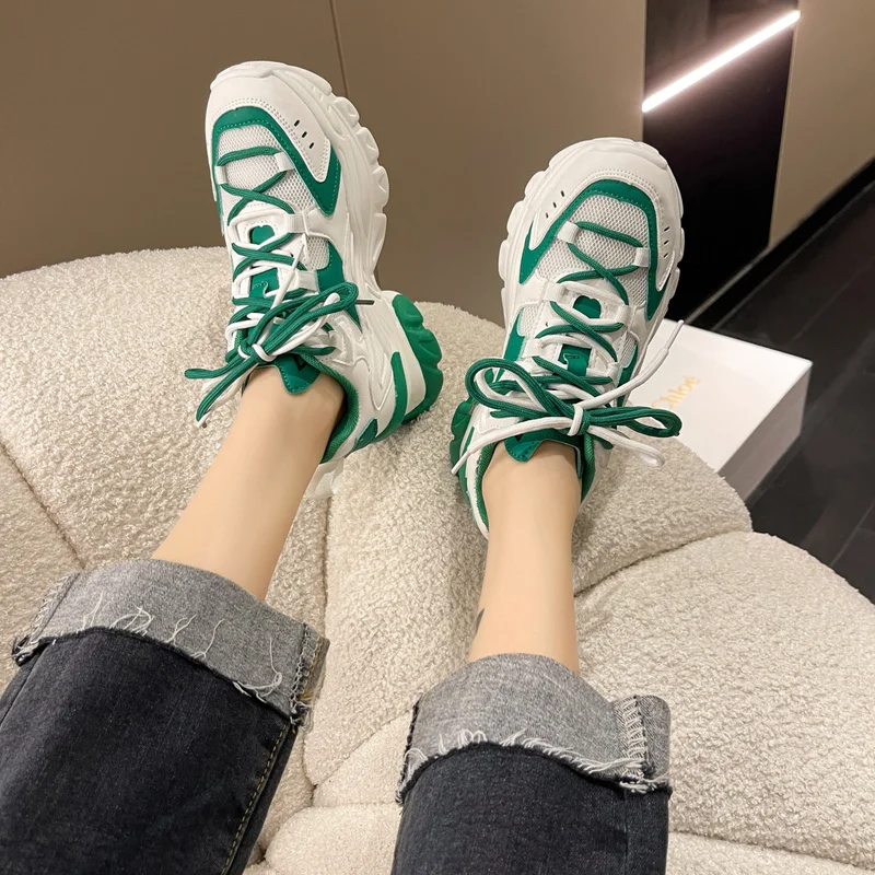 

Женские кроссовки, новинка 2022, Модные женские кроссовки на платформе, милая розовая обувь на шнуровке, модная повседневная обувь для девоче...