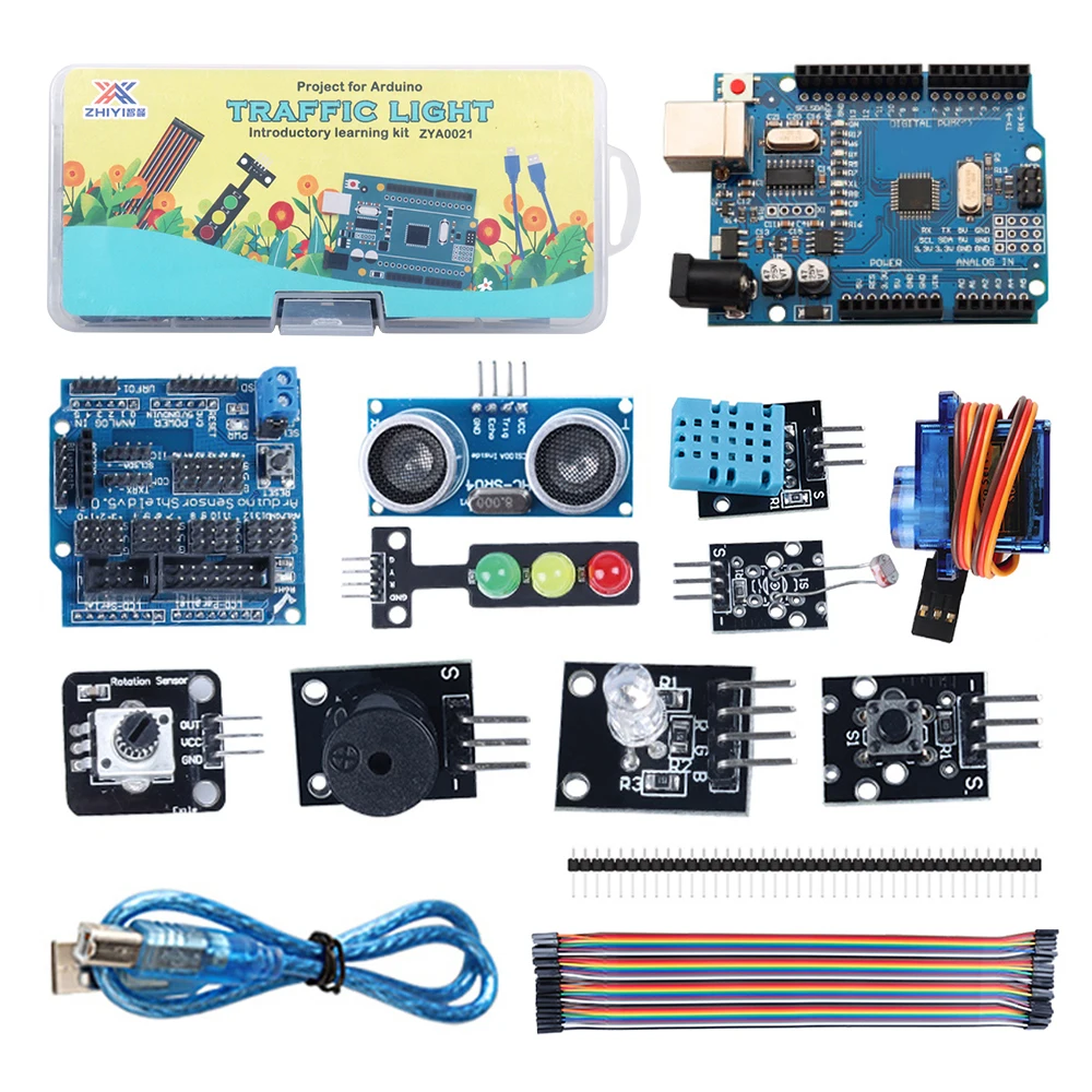 

Traffic Light Projects Uno R3 Starter Learning Kit For Arduino Great Fun Complete Training Kits Multi-function Smart Sensors Set