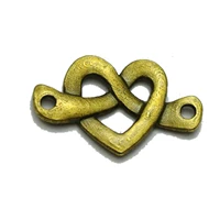 20 bronze tone alloy knot heart pendants connector charms 22x15mm