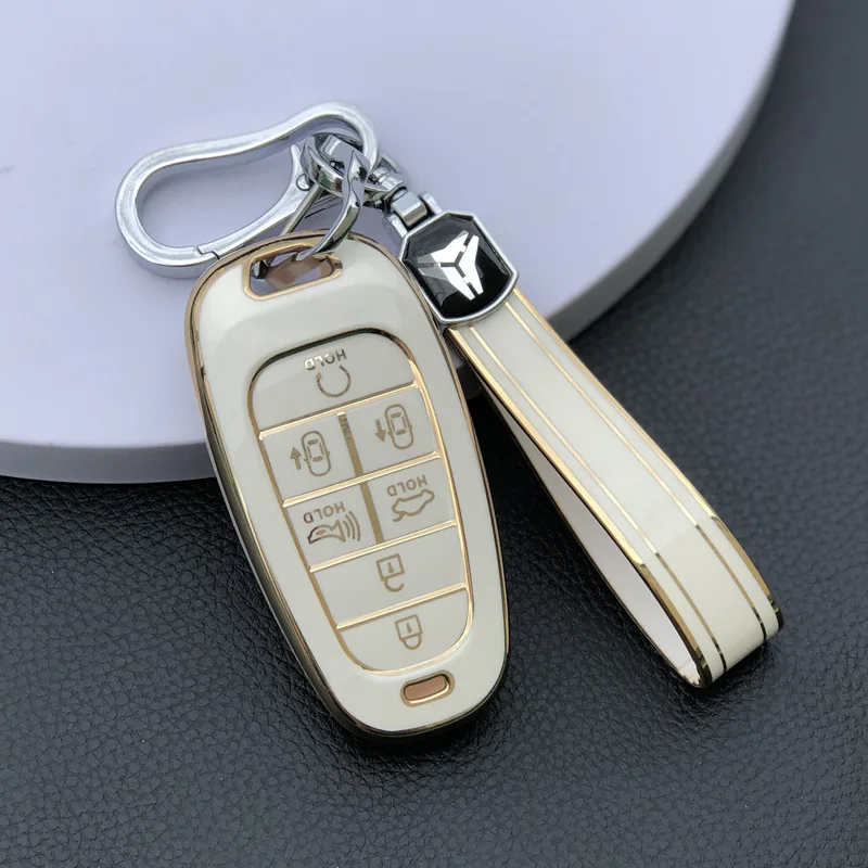 

Soft TPU Car Key Case Cover For Hyundai New Tucson L Sonata 5 Button 7 Button Remote Key Holder Auto Keychain Car Accessories