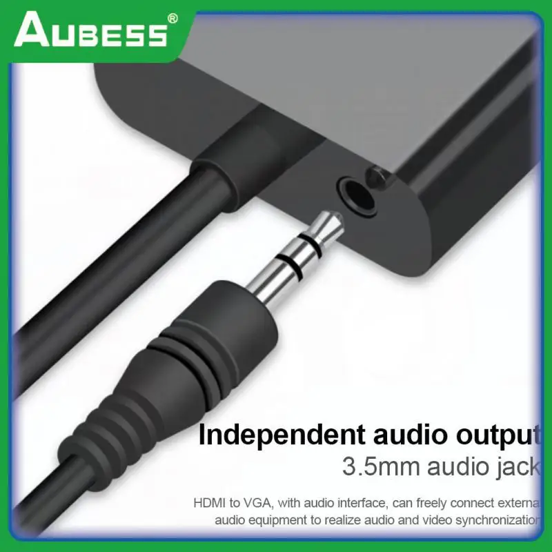 

Portable HDMI-compatible Adapter Hd 1080p HDMI-compatible To Vga Cable With Power Supply With Audio Converter Laptop Accessories