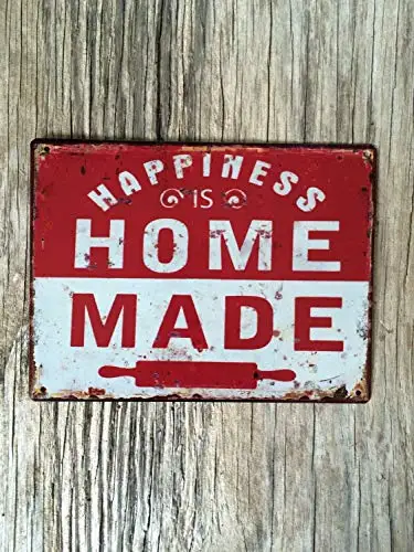

Metal Sign Great Aluminum Tin Sign for her Shabby Chic Rustic Wall Art Kitchen Decor Bakery bistrc Happiness Homemade Sign