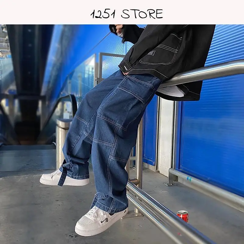 Men's Jeans Wide Leg Jeans Cargo Pants Loose Straight Men's Jeans Street Style Skateboarding Pants Hip Hop Neutral Pants