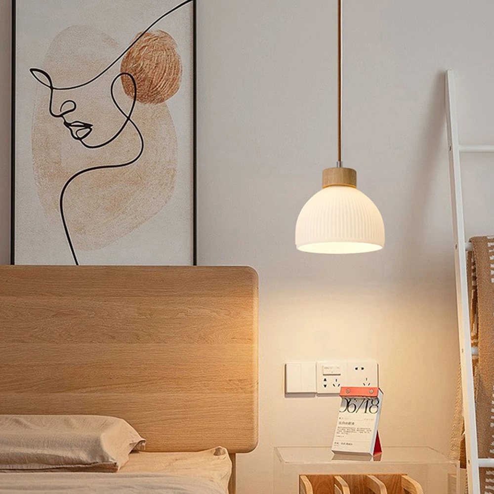 Nordycki minimalistyczny szklany wisiorek światła japońskie lampy wiszące LED do jadalni salon kuchnia lampka nocna dekoracja wnętrz