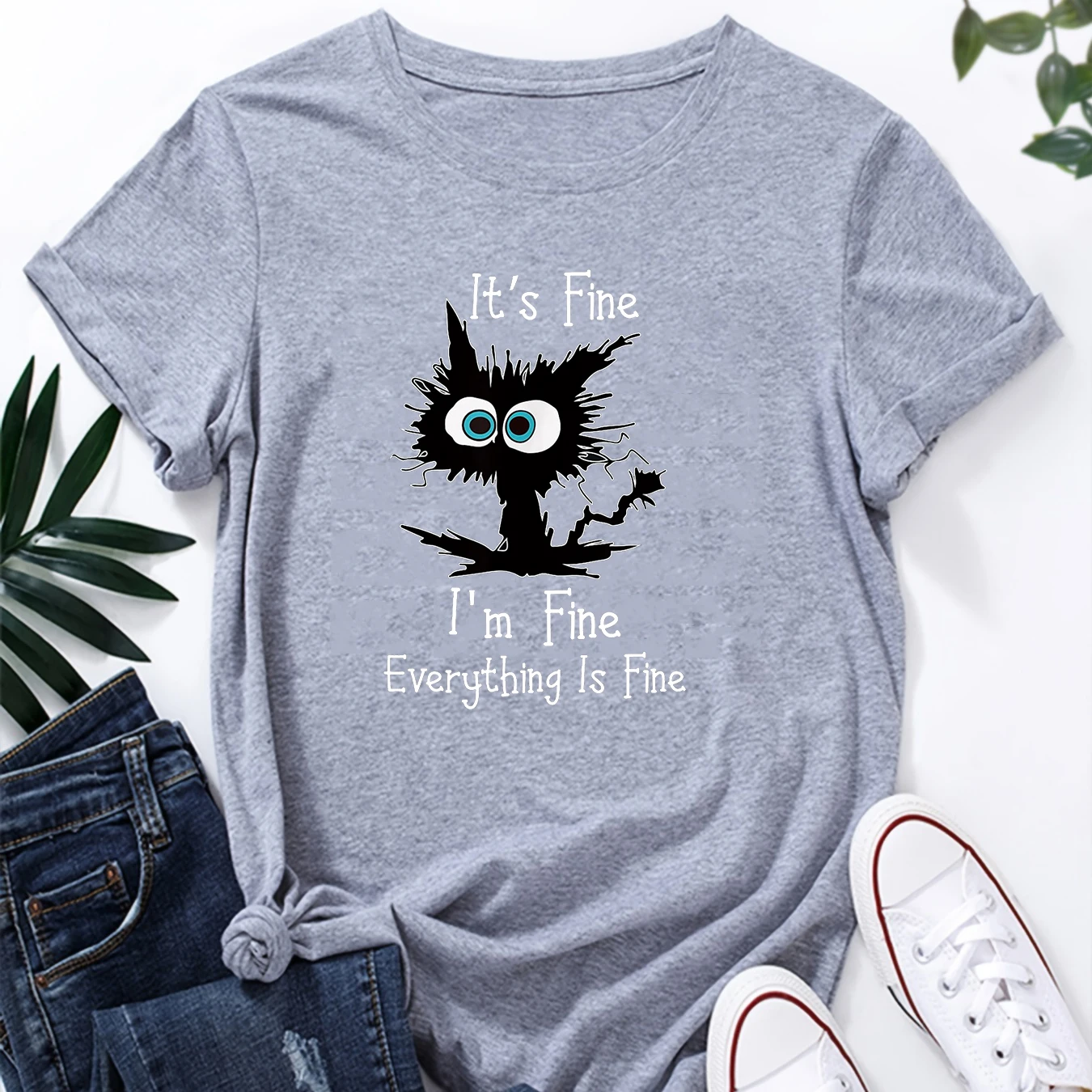 Забавная женская рубашка с коротким рукавом и круглым вырезом