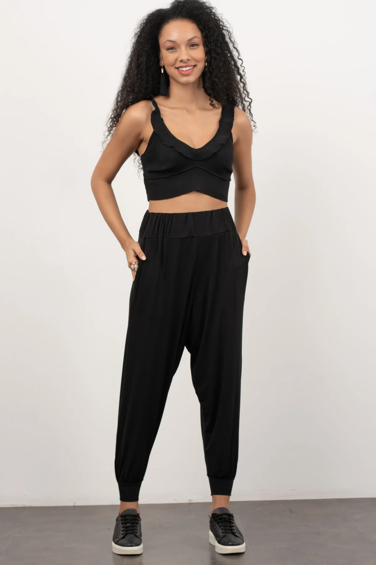 

Black Straight Baggy Pants new season loose casual cut beli wheel modern and sports baggy pants