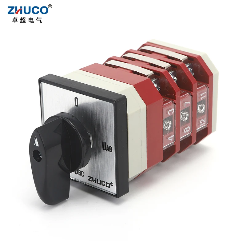 ZHUCO LW12-16/YH3.3 16A 4-позиционный 3-полюсный 12-винтовый трехфазный вольтметр измерение