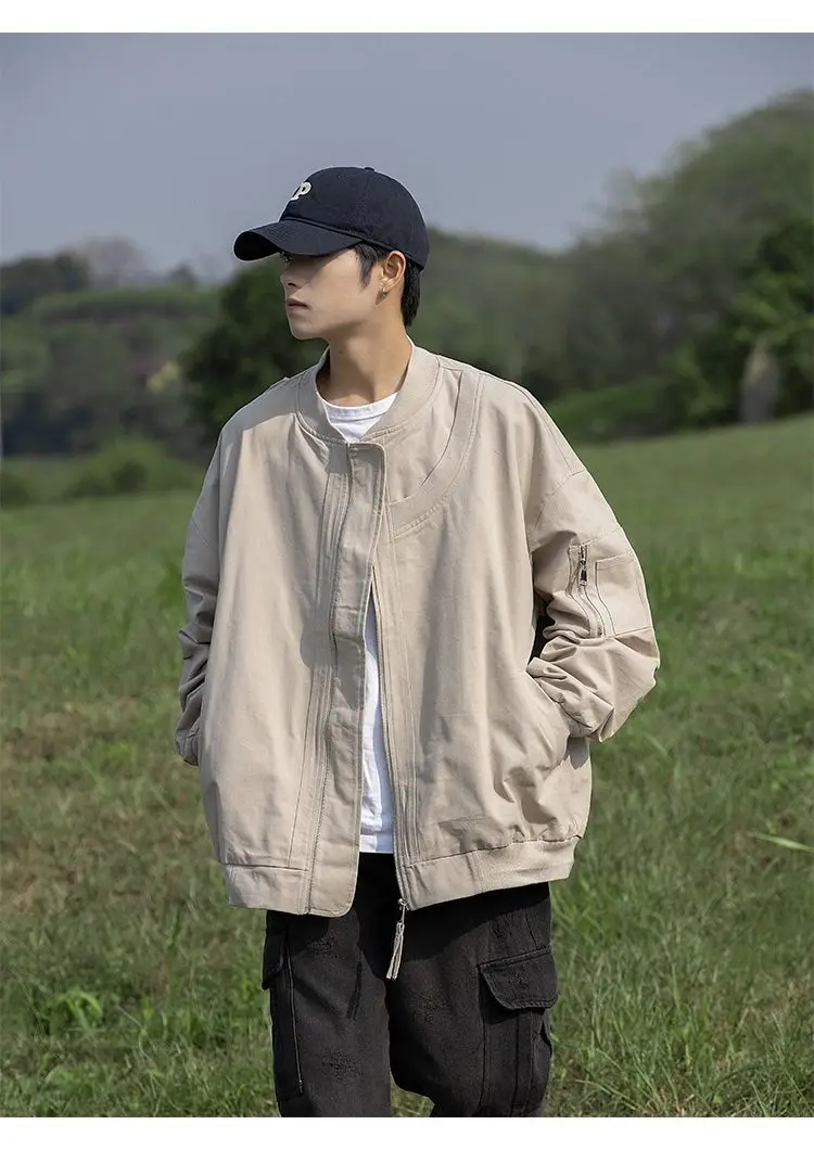 All Match Versatile Spring Autumn Fashion Men's Solid Casual Shirt Loose Pockets Jacket Coat Cool Boy Soft Zipper
