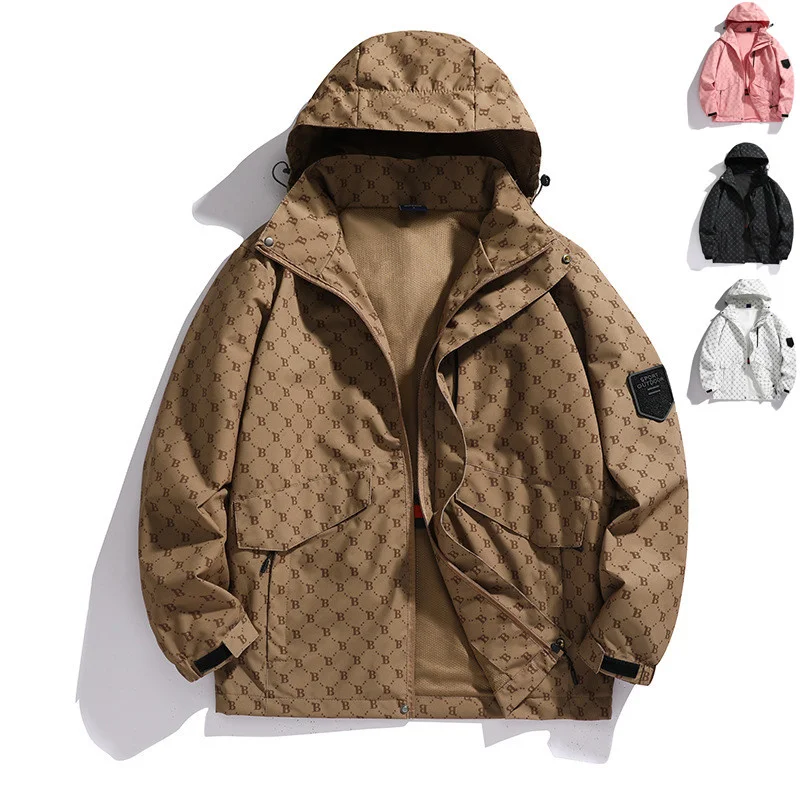 

2023 New Spring Autumn Jacket Men ded Printed Multi-Pocket Breathable Jacket Casual Loose Thin Section Couple Outdoor Jacket