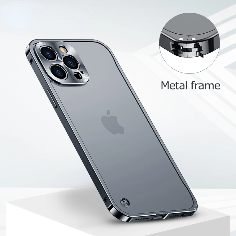 

Metal Phone Cases For IPhone 12 13 14 Pro Max Cover 14 Plus Aluminum Frame Phone Shell For Iphone 11 12 13 Pro Max Mini