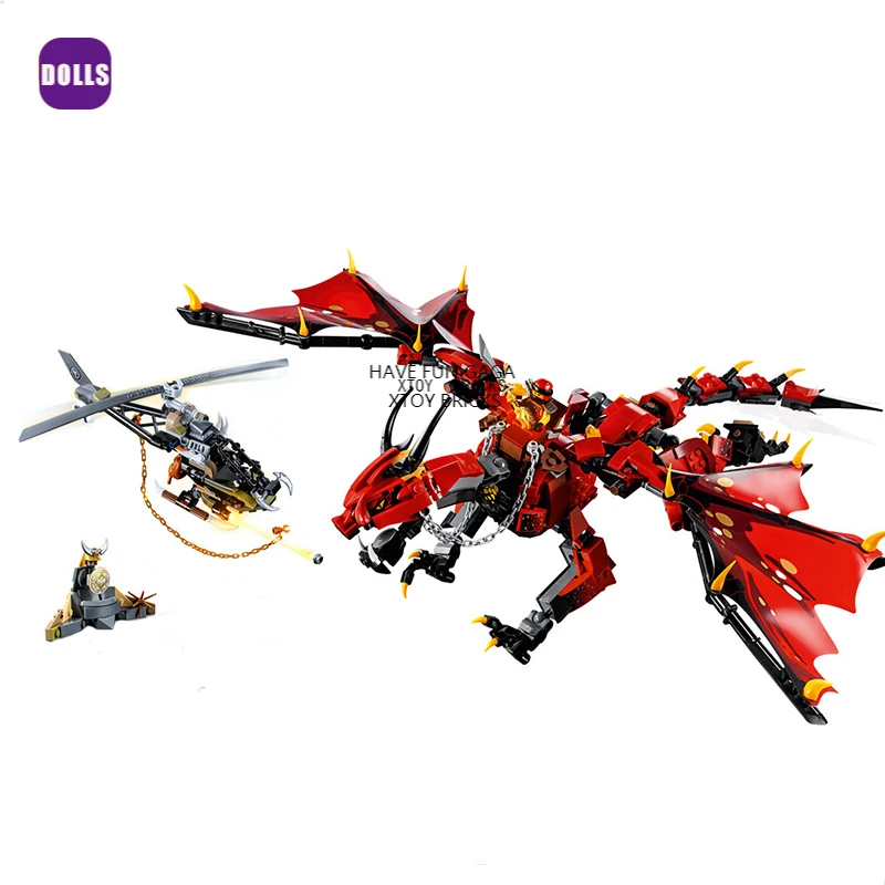 

Red Dragon Firstbourne Hunter Copter Building Blocks with Figures Compatible Brick DIY Toys for Birthday Gifts