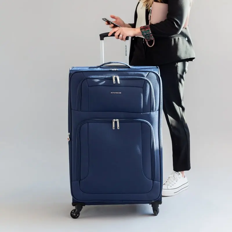 28-inch Softside Rolling Spinner Upright Checked Luggage, Navy