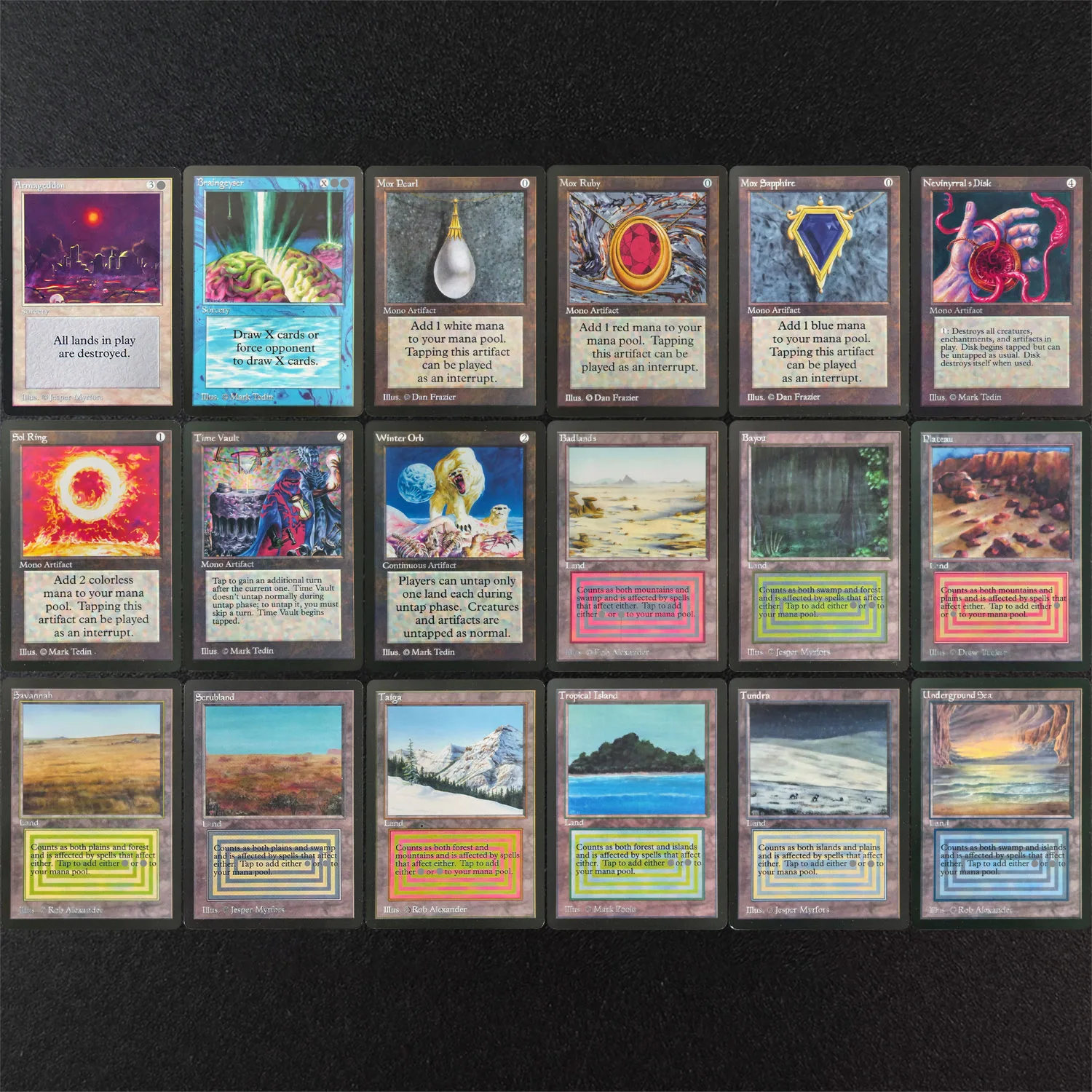 Фото Коллекционные карты LEA TCG Proxy: Магические карты, Сапфир, Рубин, Жемчуг, Подземное море, Тропический остров, Тундра, Бэйу, Тайга, Плато, Пустынные местности, Солнечное кольцо №1