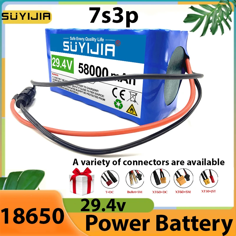 Новый 18650 перезаряжаемый литиевый аккумулятор 29 4 в 7S3P 58000 мАч со встроенной