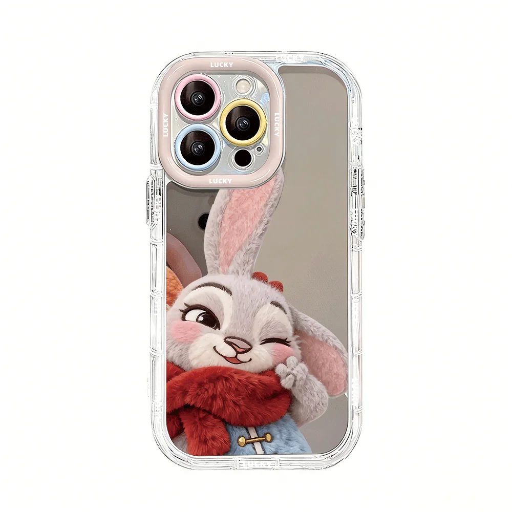 Очаровательный силиконовый чехол-зеркало с кроликом Джуди для iPhone 17 Air, 17, 14, 11, 12, 13, 15, 16 Pro Max, 15 Pro, 7, 8 Plus, XR, XS, 14, 16 Pro (art.: 3920daddf6944) - 3920daddf6944