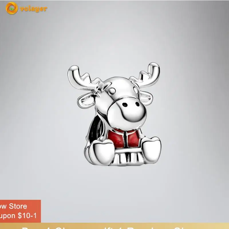 

Volayer S925 Sterling Silver Beads Canada Moose Maple Leaf Charms fit Original Pandora Bracelets Women DIY Jewelry Making