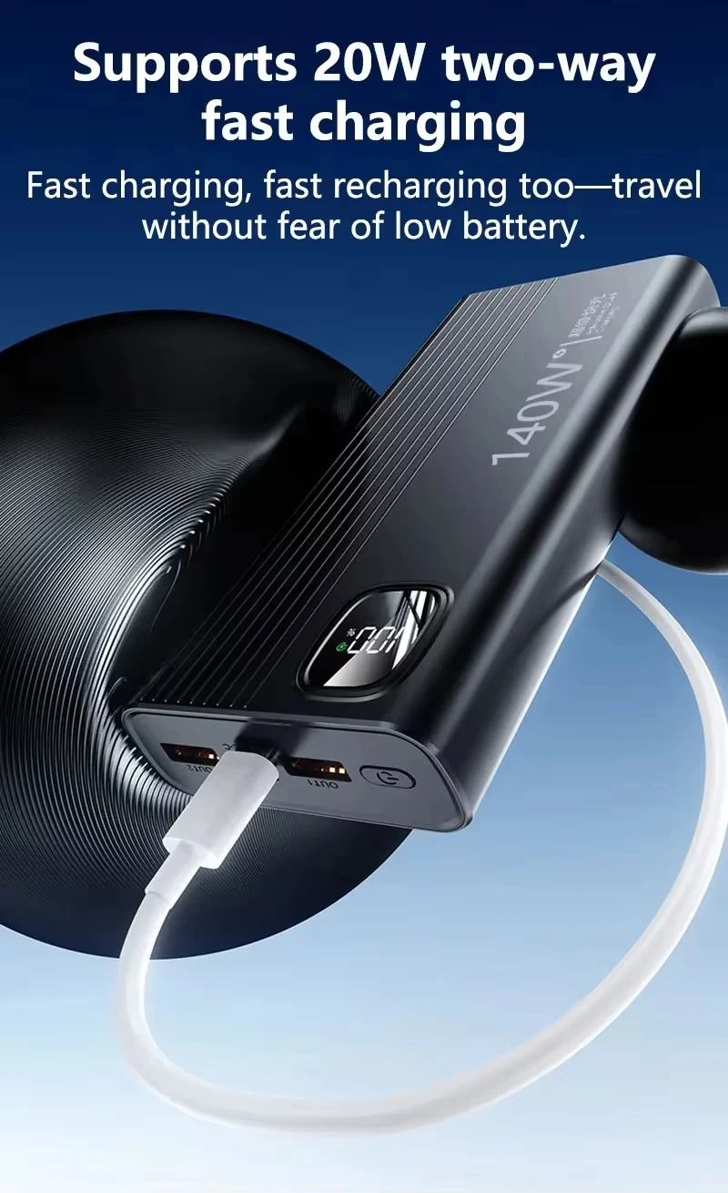 Фото Внешний аккумулятор Lenovo 500000 мАч, новинка 2026 года, 140 Вт, супербыстрая зарядка, портативное зарядное устройство для Xiaomi iPhone №4