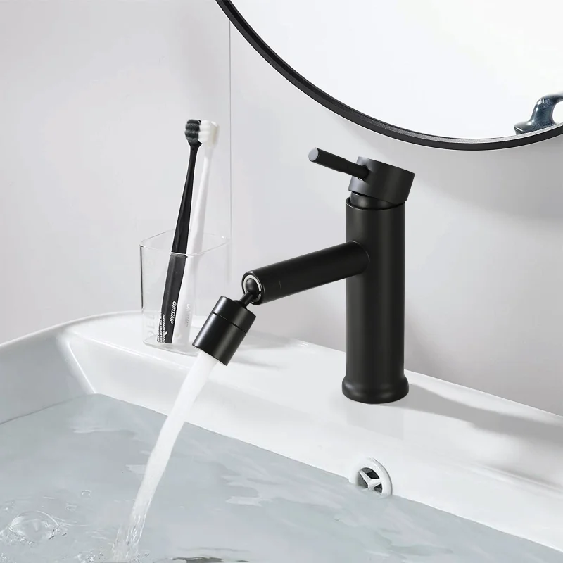 

Matte Black Bathroom Faucet for 2 Mode Faucet for Bathroom Sink with 360° Rotating Aerator Matte Black Stainless