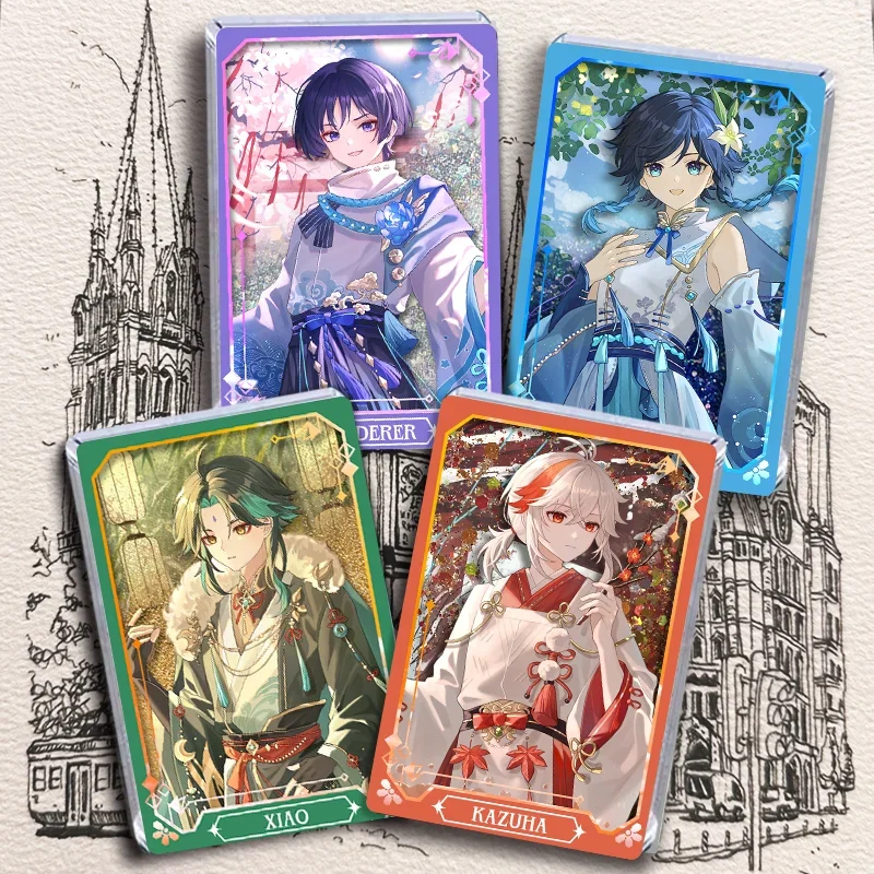 2024 аниме Genshin Impact Wind God Game Kaedehara Kazuha Venti Balladeer Xiao Quicksand Маджонг Значок Стенд Карты