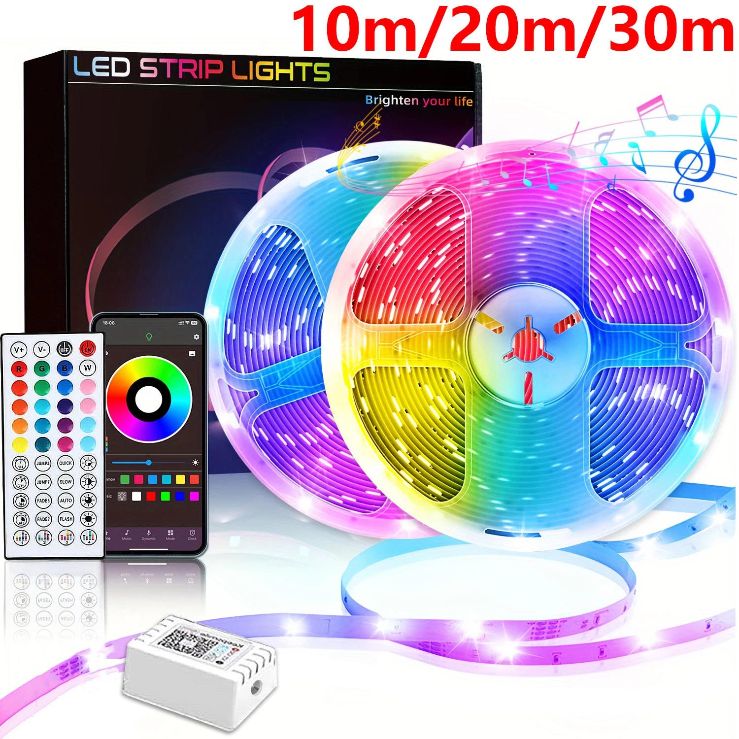 10 м/20 м/30 м светодиодные ленты с управлением через приложение меняющие цвет RGB