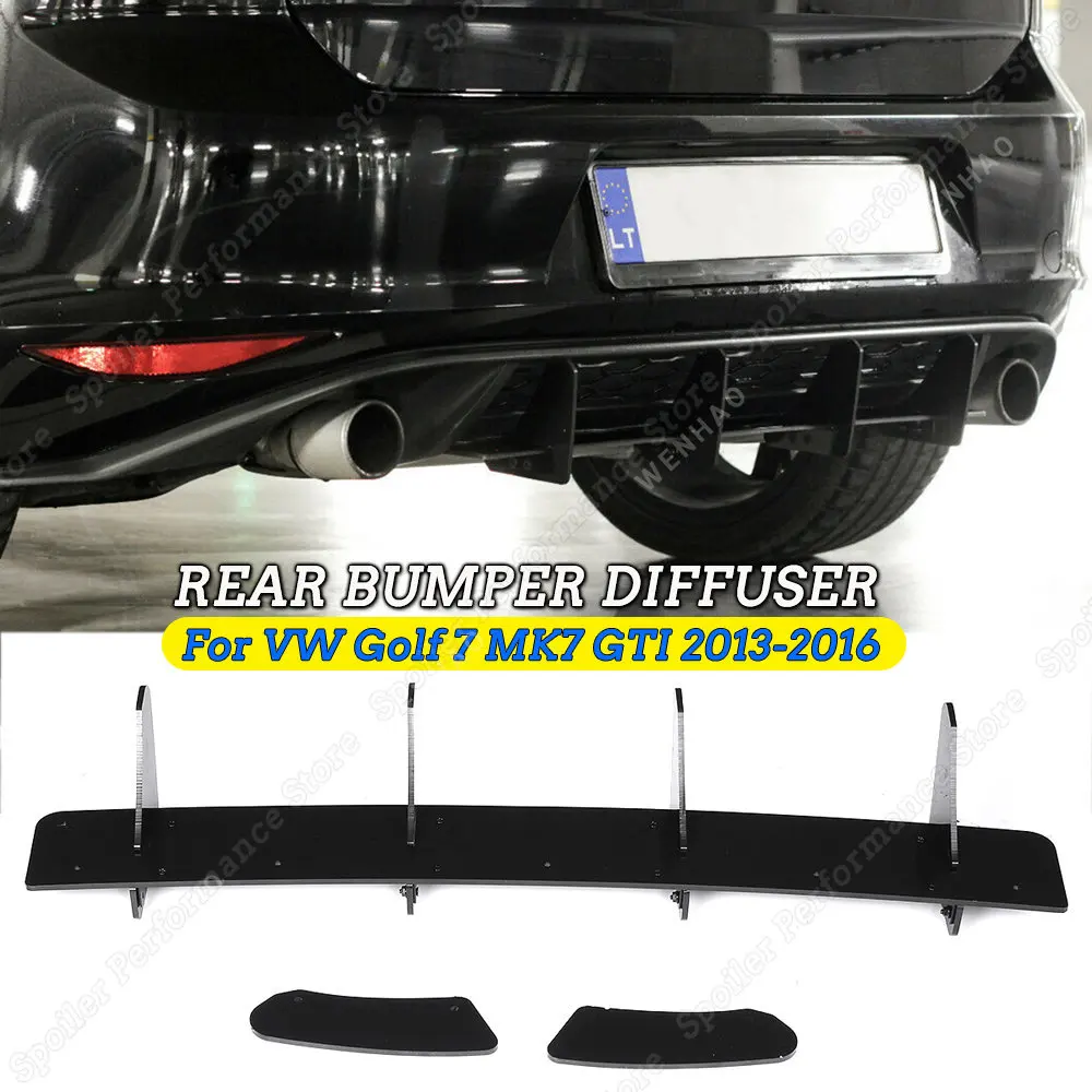 

4 Fins Car Rear Bumper Diffuser Side Splitters Spoiler Lip For VW Volkswagen Golf 7 VII MK7 GTI 2013-2016 CNC Black ABS Plastic