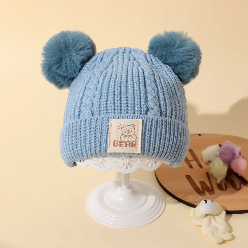 

Children's Caps Korean Style Baby Winter Cute Woolen Hats Boys Girls Warm Ear Protection Hat Beanies For Kids 5-24 Month