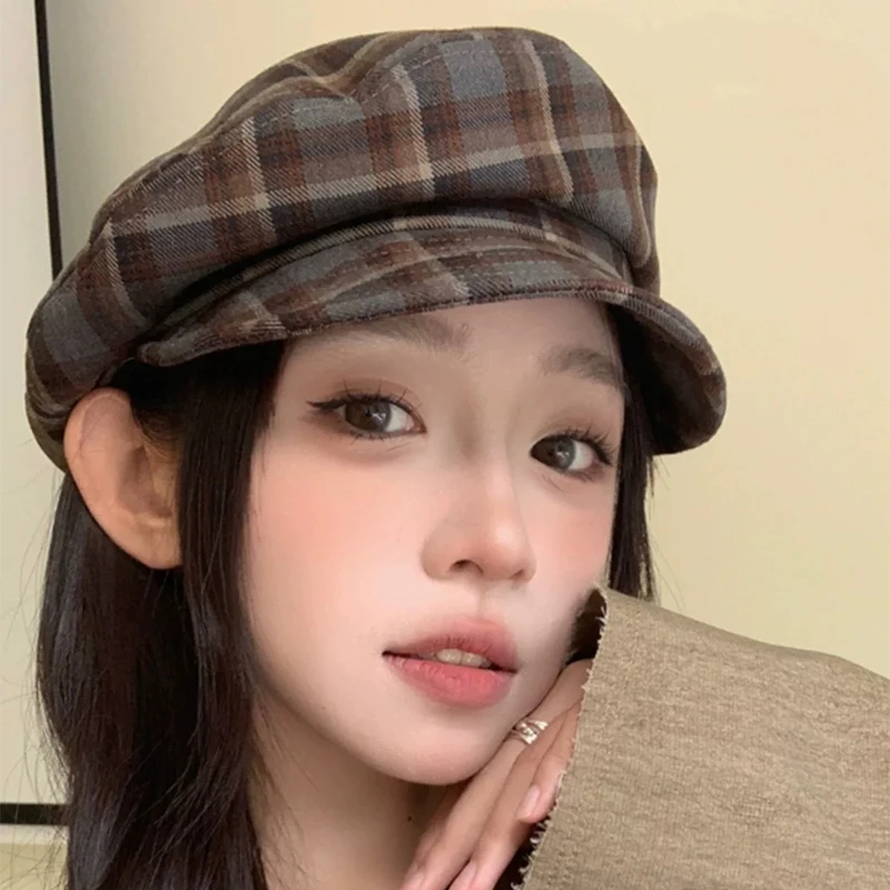 Восьмиугольные шляпы в британскую клетку с цветными блоками новые женские