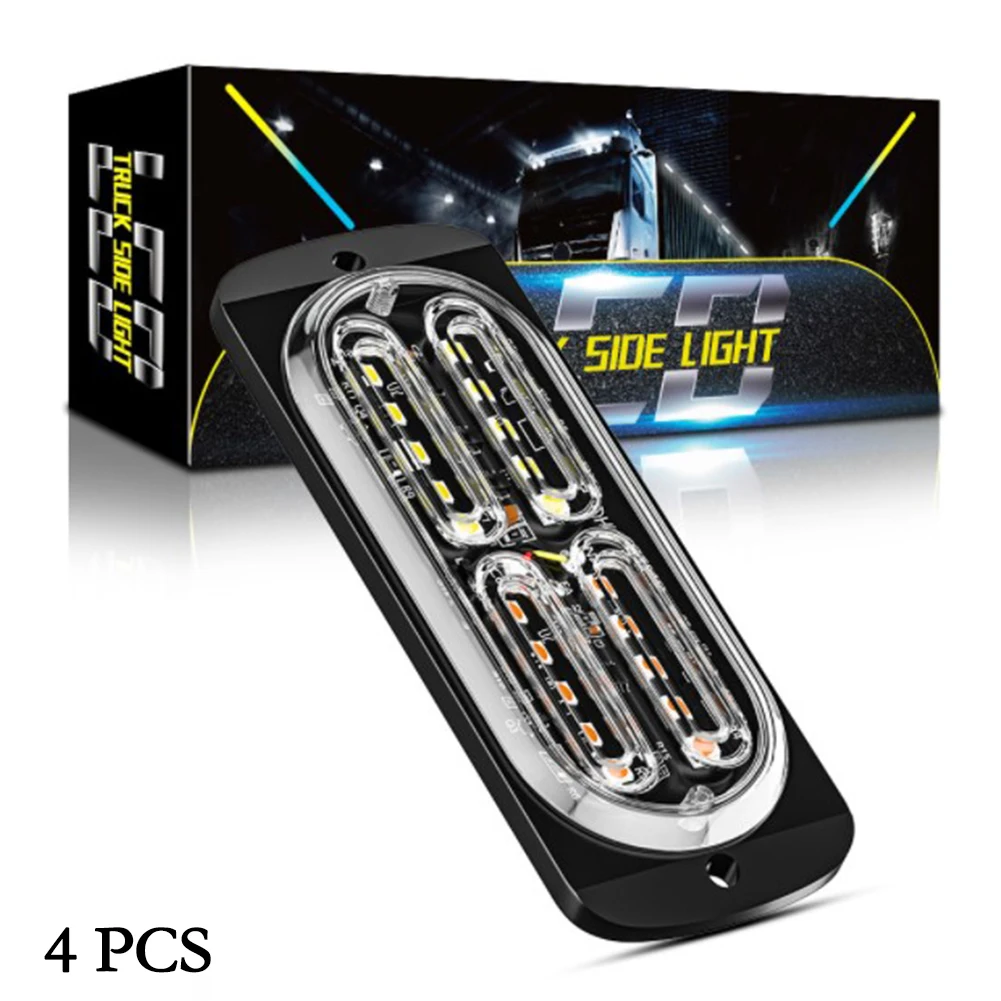 

4pcs Car Warning Light Truck Strobe Light Amber White 60W 20 LED STROBE LIGHTS Emergency Flashing Warning Truck 12V 24V