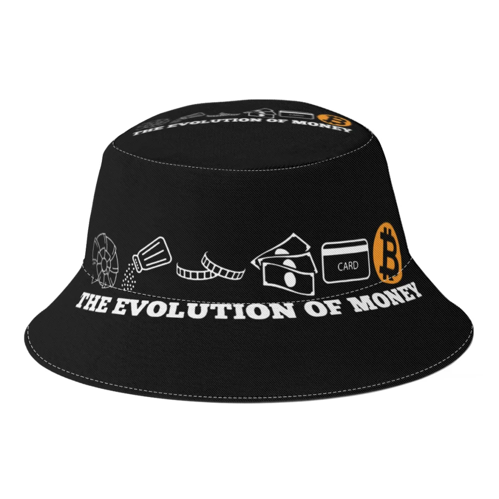 

The Evolution Of Money Bitcoin Btc Crypto Cryptocurrency Bucket Hat for Unisex Bob Fishing Fisherman Hats Girls Boys Panama