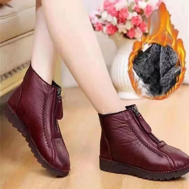 

Women Boots 2022 New Casual Women's Boots Zipper Women Shoes Comfortable Ankle Boots Fashion Flat Winter Shoes Botas Mujer