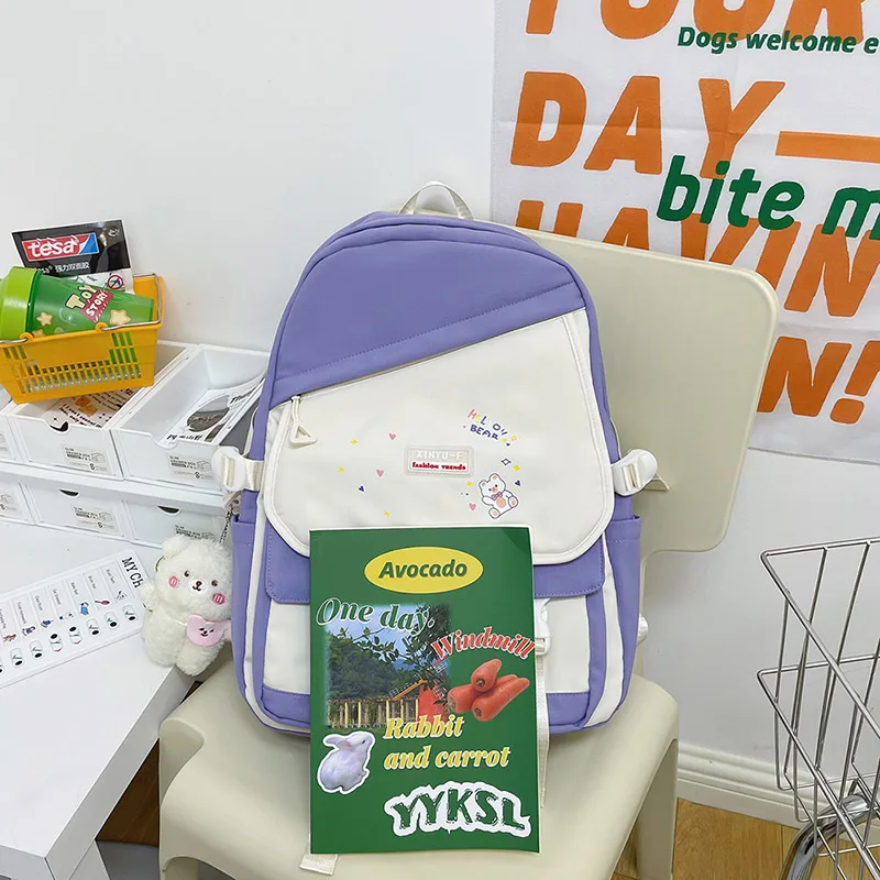 Est New Patchwork Casual Kawaii School Backpack For Teenager Girls Preppy Travel Laptop Book Schoolbag Student Bagpack Mochila