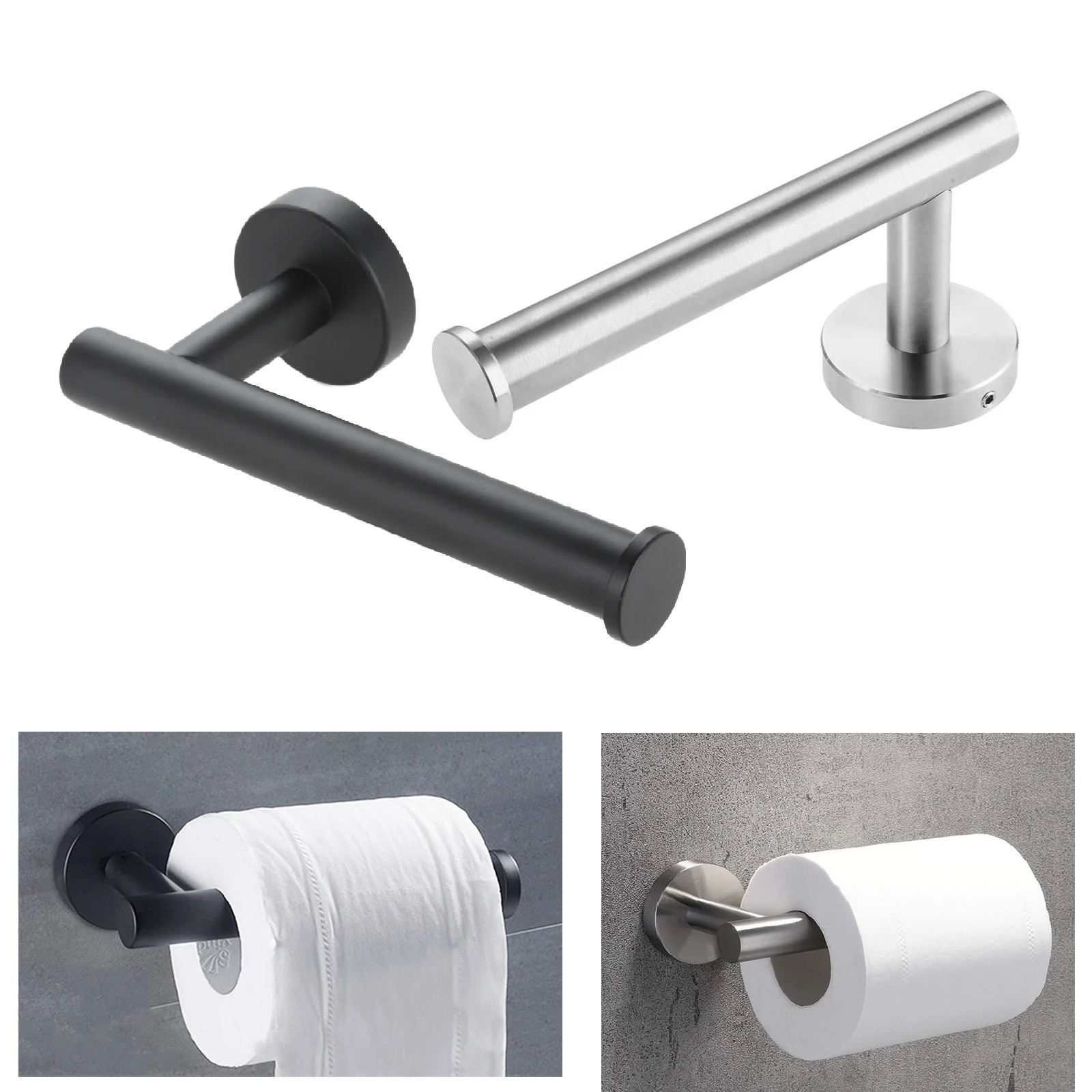 

1Pc Wall Mounted Toilet Paper Roll Holders Bathroom Hand Towel Tissue Paper Holder Rack Stand Hanger Rustproof Stainless Steel