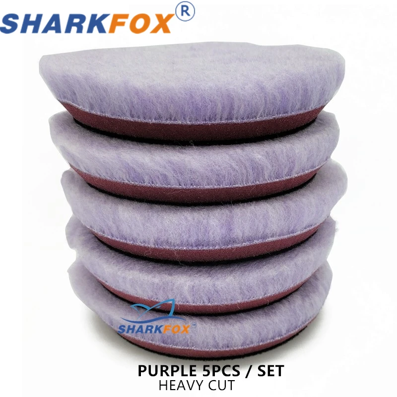 

Sharkfox 5/6 дюймов (125 мм/150 мм) разноцветная шерстяная полировальная подушечка высокой плотности шерсть ягненка кузова автомобиля полировальная подушечка для полировки колес