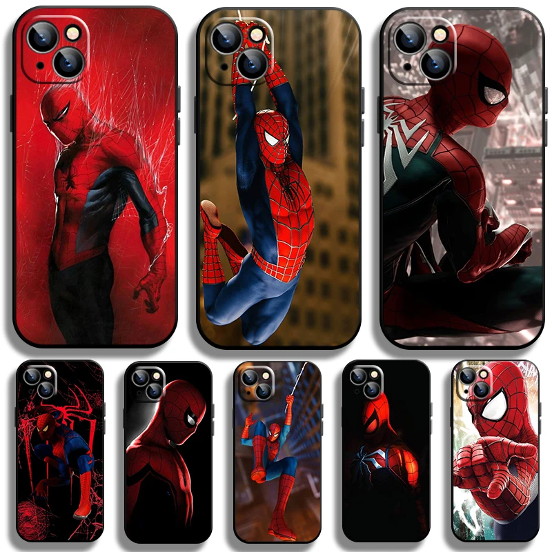 

Marvel hero SpiderMan Black Phone Case For Apple iPhone 14 13 12 11 Pro Max Mini XS Max X XR 7 8 Plus Cover