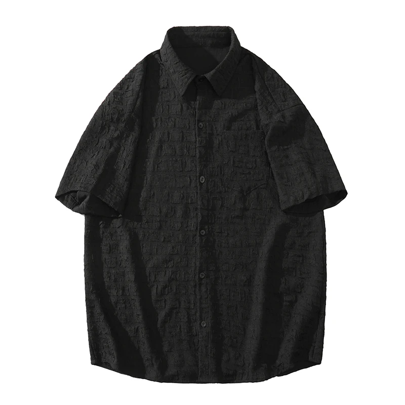 

2023 Мужская рубашка с коротким рукавом, летняя, модная, свободная, с отворотом, с коротким рукавом