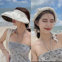 portable foldable wide large brim uv protection sun hat beach hats for women empty top visors cap hair accessories fisherman hat
