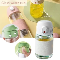 portable straw glass cup with scale high capacity water bottle for boys girls 360ml500ml drinking cup easy loading convenient