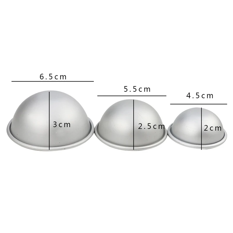2 шт. Круглые формы из алюминиевого сплава для мыла и бомб для ванны DIY, формы для солевых шариков, ручной работы, подарки для творчества, металлические полусферические формы 3 размера.