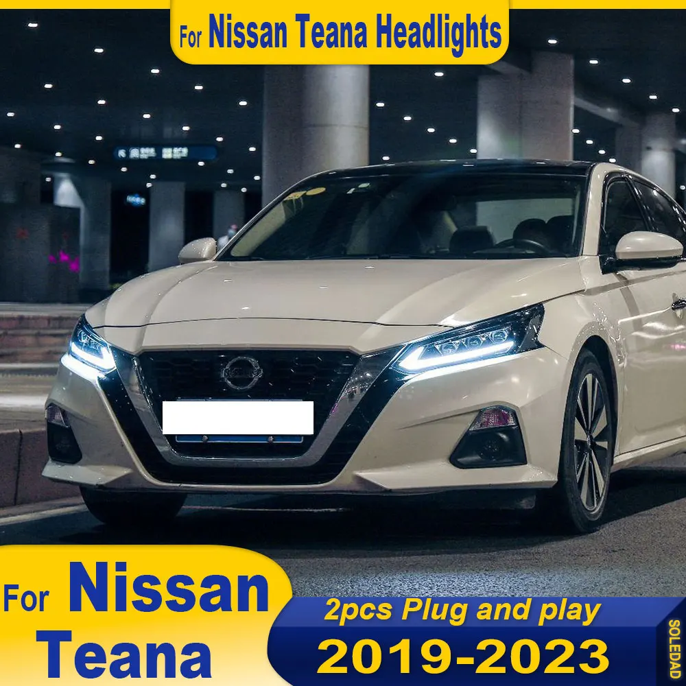 Фото Автомобильные светодиодные фары в сборе для Nissan Altima Teana 2019-2022, фары с динамической поворотной линзой проектора DRL, передние фары №1