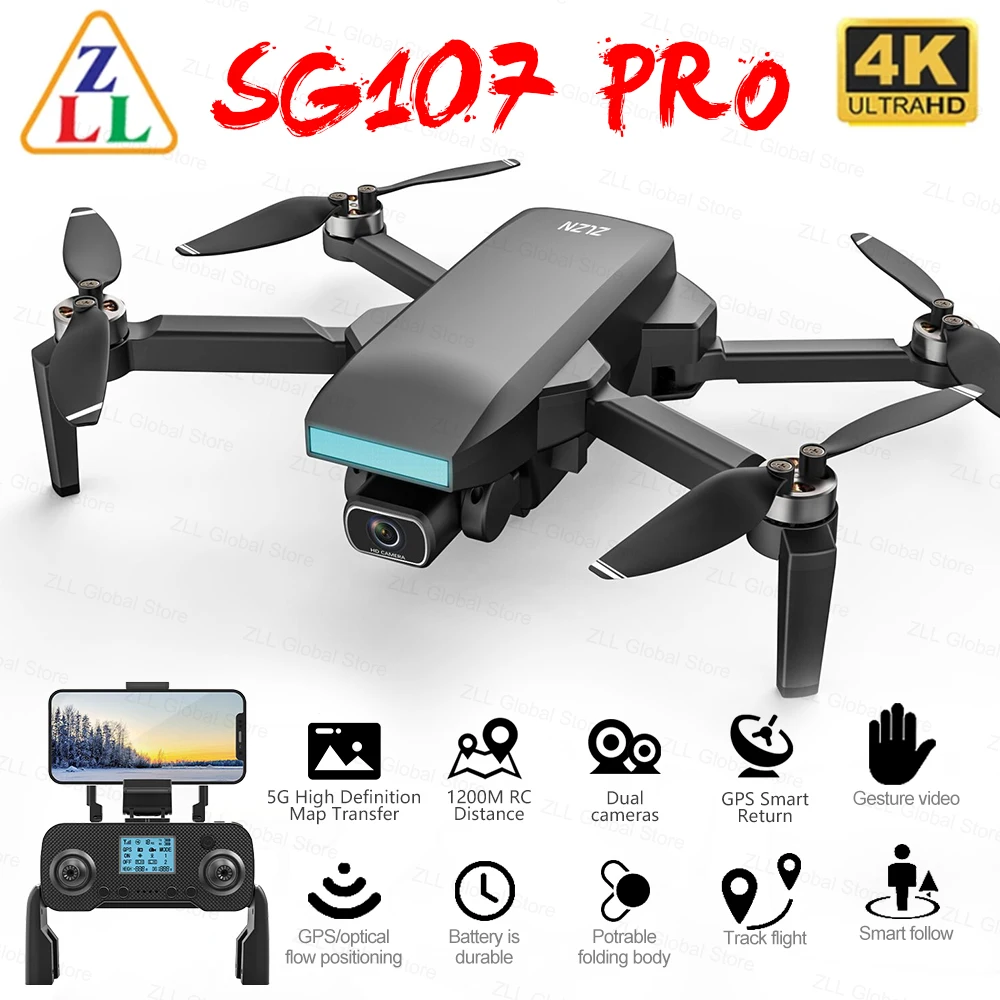 ZLL SG107 Pro GPS Drone 4K Profissional ESC HD Camera FPV Drones Optical Flow 5G Wifi Brussless RC Quadcopter VS L900 Pro SE