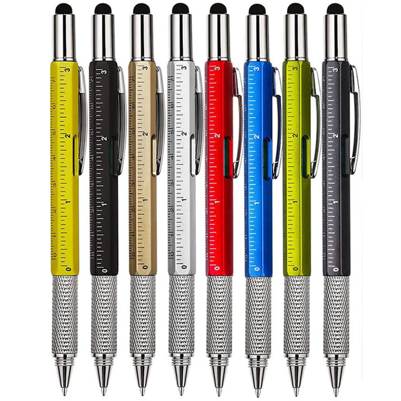 

8Pcs Multi Function Ballpoint Pen. Screwdriver, Tool, Caliper, Level, Scale, Ballpoint Pen, Capacitance