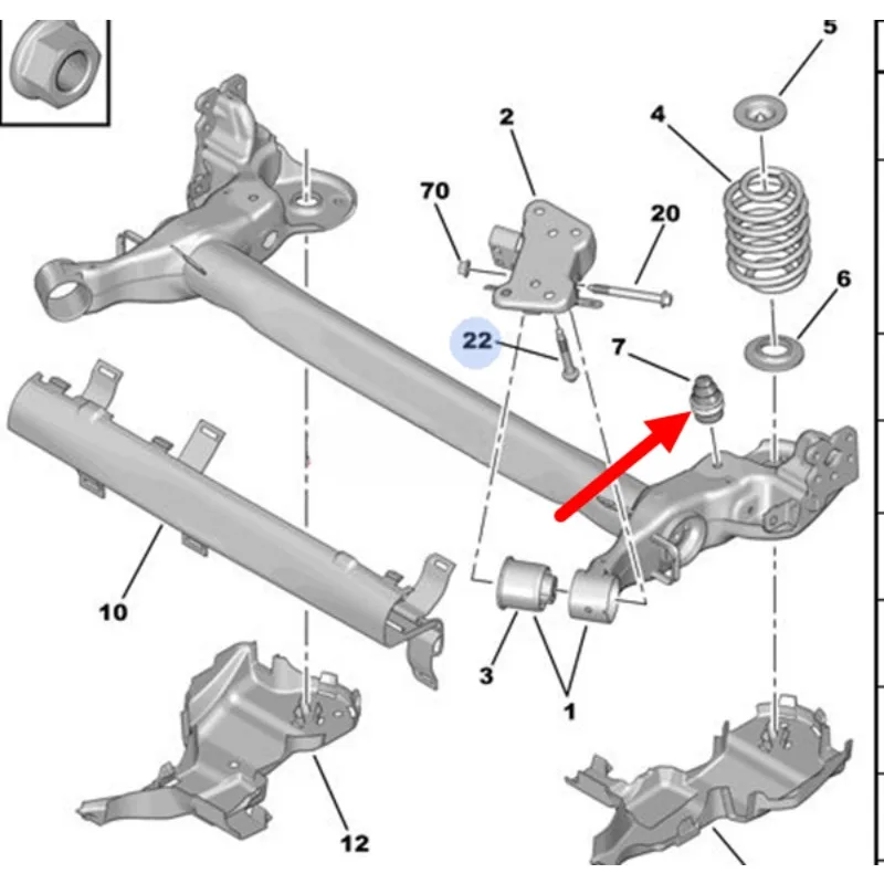 Резиновая подушка заднего моста 1 6 для Citroen Peugeot 2008 C3XR 301 Elysee 2014-2019