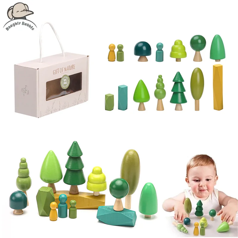 1Set albero di simulazione naturale in legno giocattoli in legno per bambini gioco Montessori giocattolo educativo decorazione della stanza del bambino regali per bambini