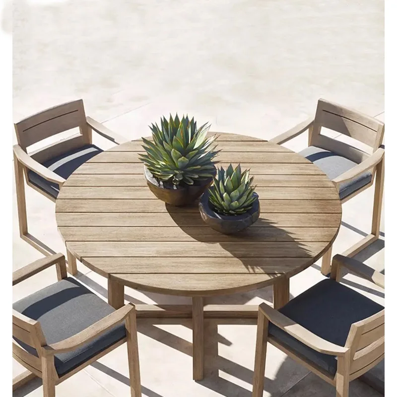 

Courtyard Table Terrace Teak Furniture B & B Yard Outdoor Outdoor Leisure Antiseptic Wood Tables and Chairs